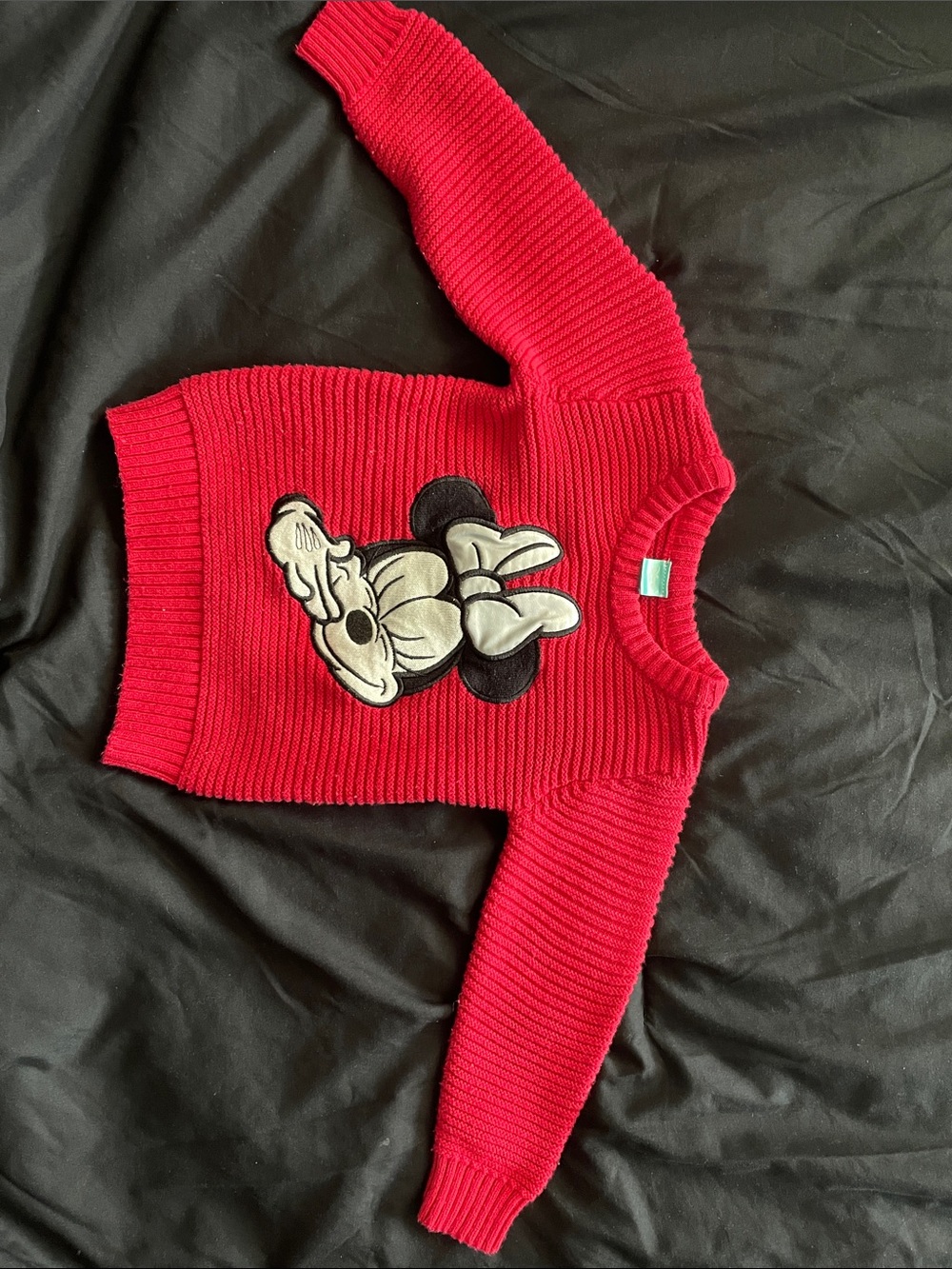 Disney Red Knit Crewneck Sweater with Mickey Appliquรฉ